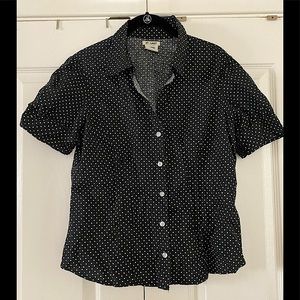 Black & White Polka Dot Button Up Blouse